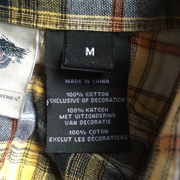 Harley Davidson Womens Speedway Spirit Blouse Medium Plaid Pearl Snap Cap Sleeve - Picture 4 of 9